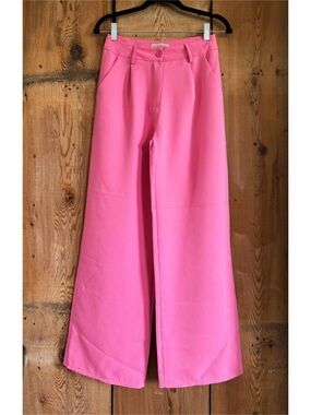 Sz S Estee Brown Paris Pink High Waist Wide Leg Tailored Trouser Pant EUC